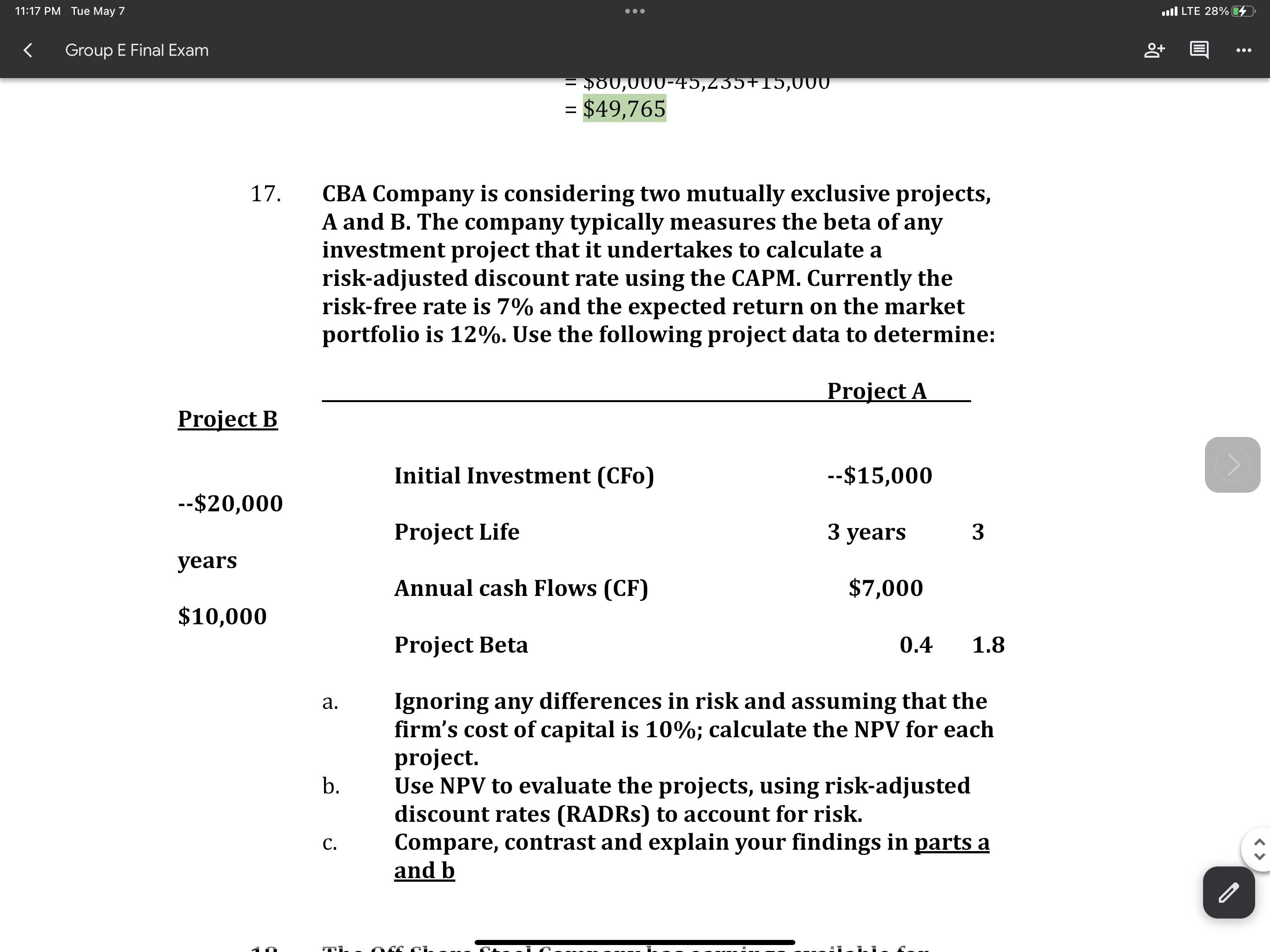 11:17 PM Tue May 7 < Group E Final Exam J00-45,235+15, =