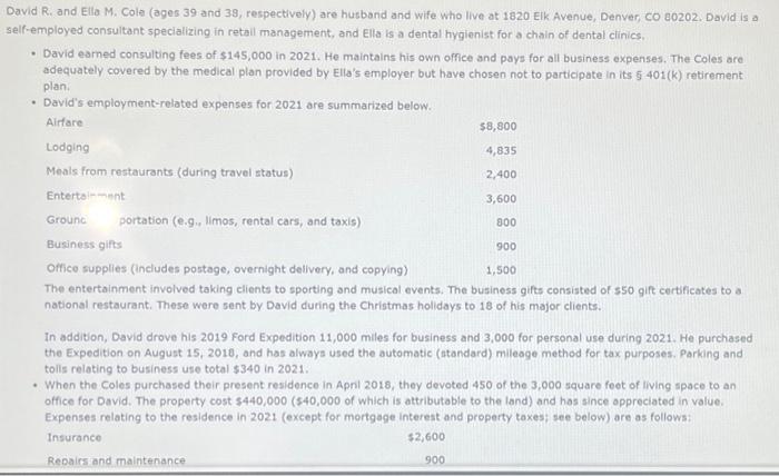 David R. and Ella M. Cole (ages 39 and 38, respectively) are