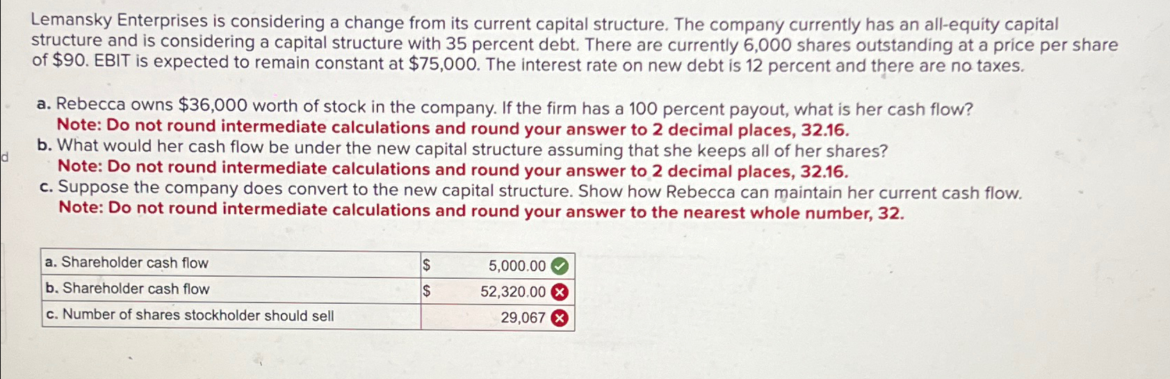 d Lemansky Enterprises is considering a change from its current capital structure.