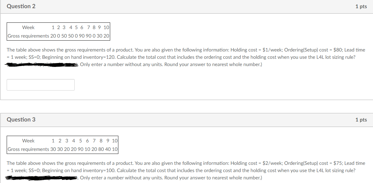 Question 2 Week 1 2 3 4 5 6 7 8 9