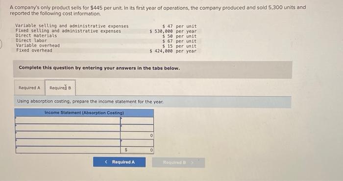 year of operations, the company produced and sold 5,300 units and reported