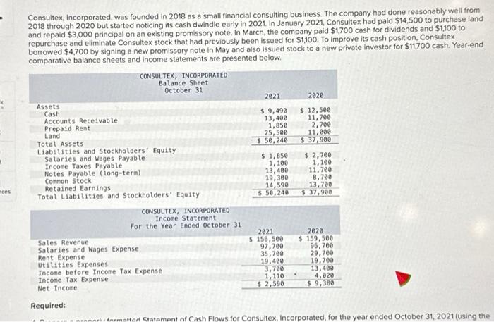 Paid cash for equipment Increase in Salaries and Wages Payable Decrease in