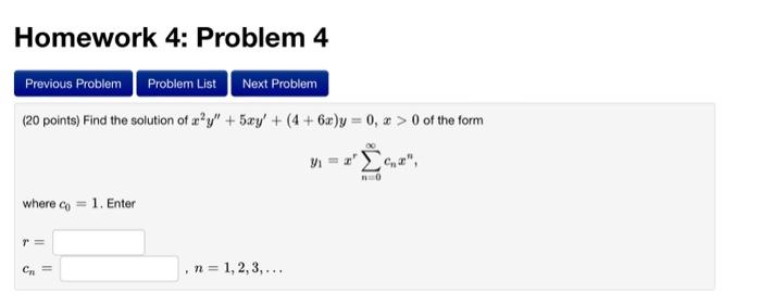 Homework 4: Problem 4 Previous Problem Problem List Next Problem (20 points)