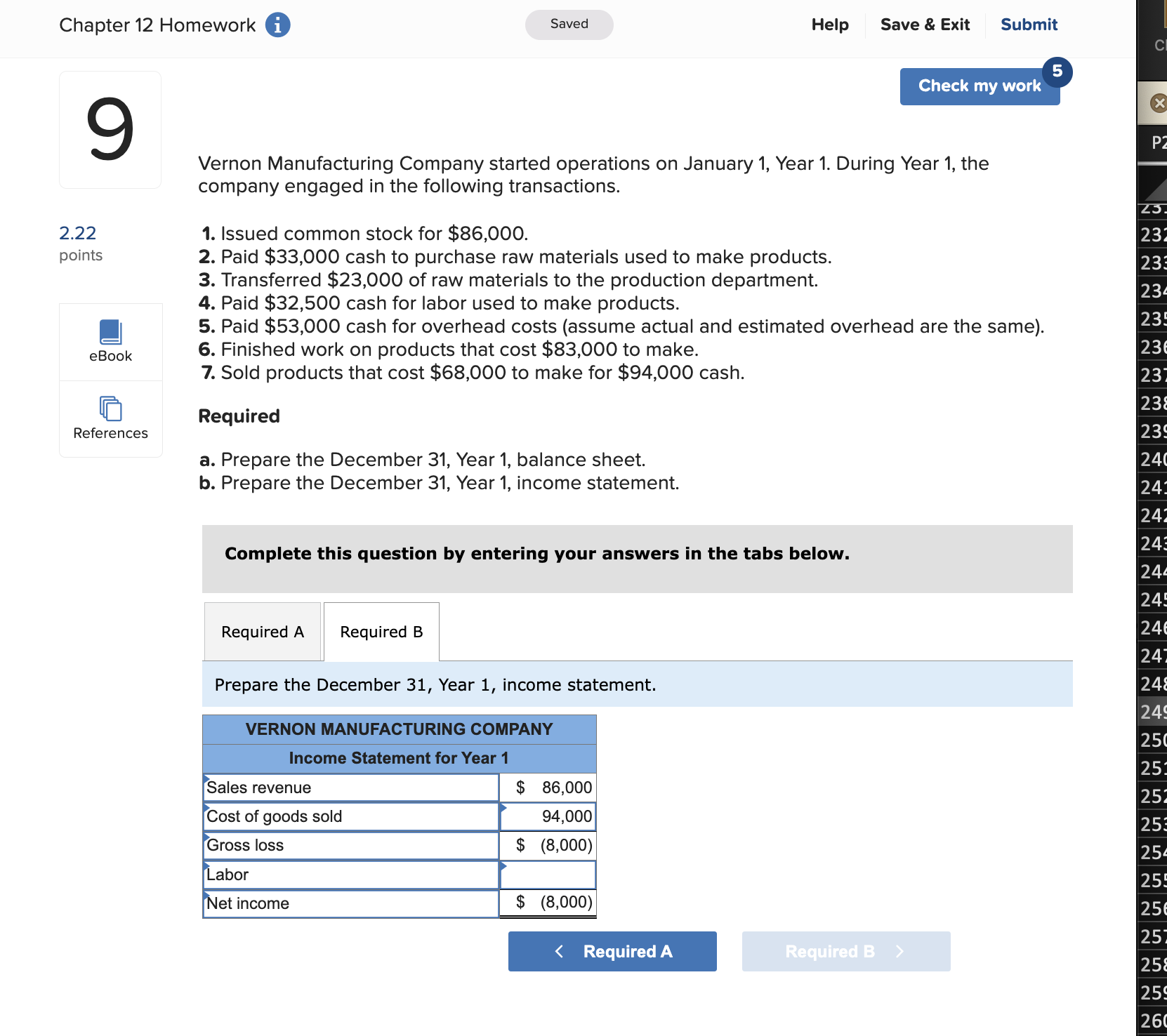 Chapter 12 Homework i Saved Help Save & Exit Submit 5 Check