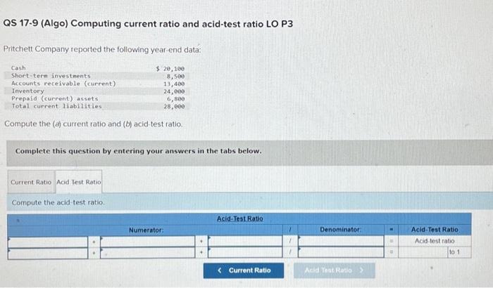 Company reported the following year-end data: Cash Short-term investments Accounts receivable (current)