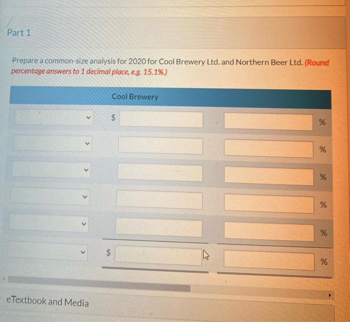 for Cool Brewery Ltd. and Northern Beer Ltd., two competitors, follow (amounts