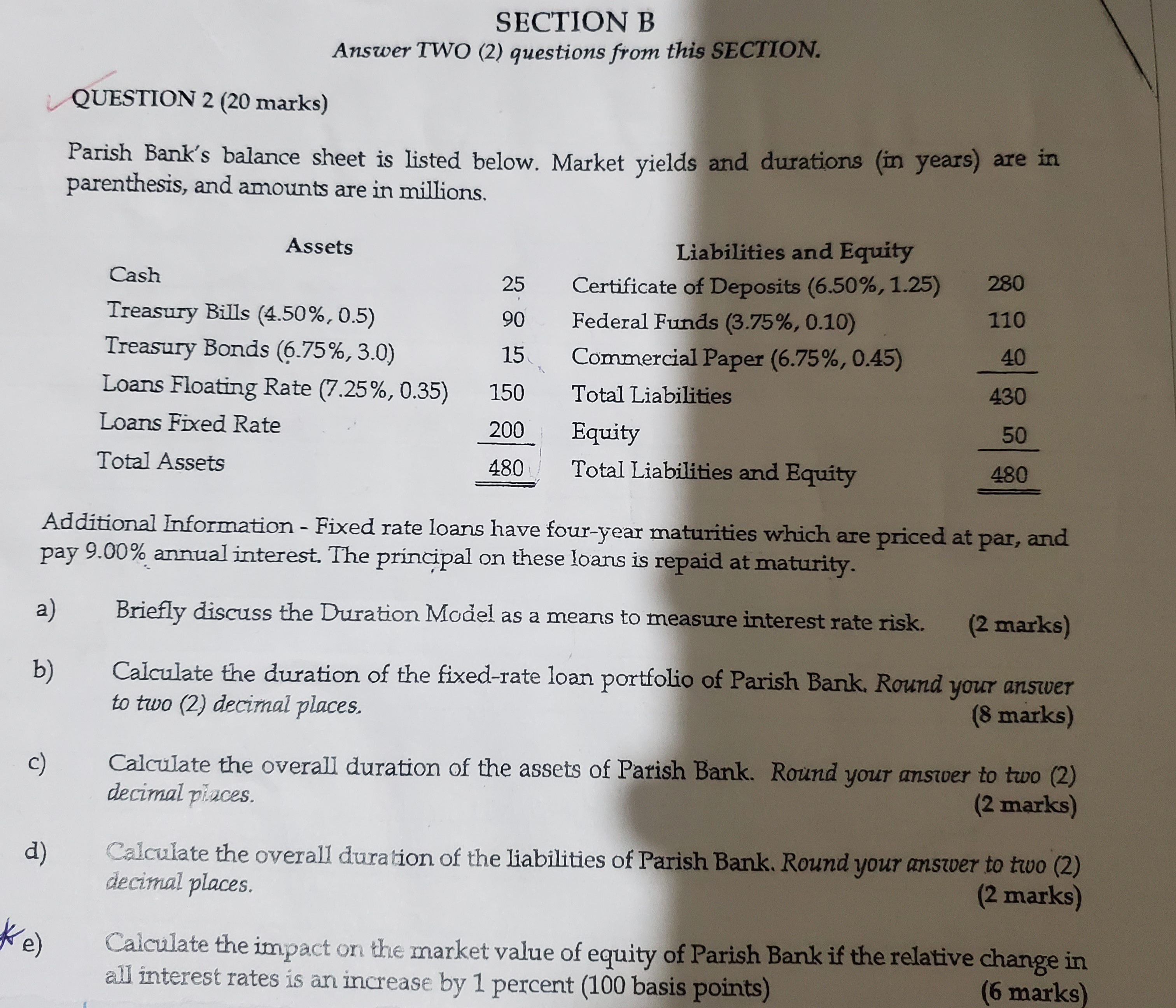 QUESTION 2 (20 marks) SECTION B Answer TWO (2) questions from this
