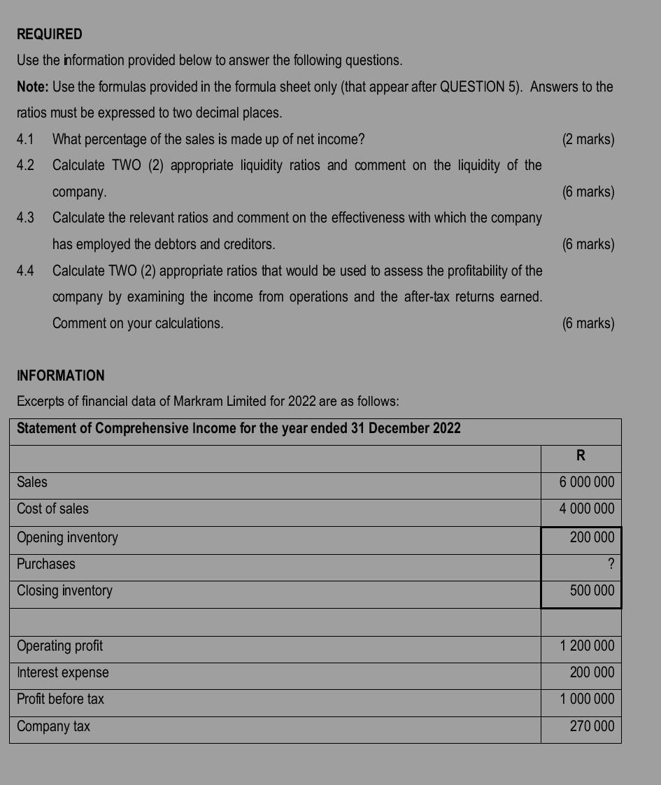 REQUIRED Use the information provided below to answer the following questions. Note: