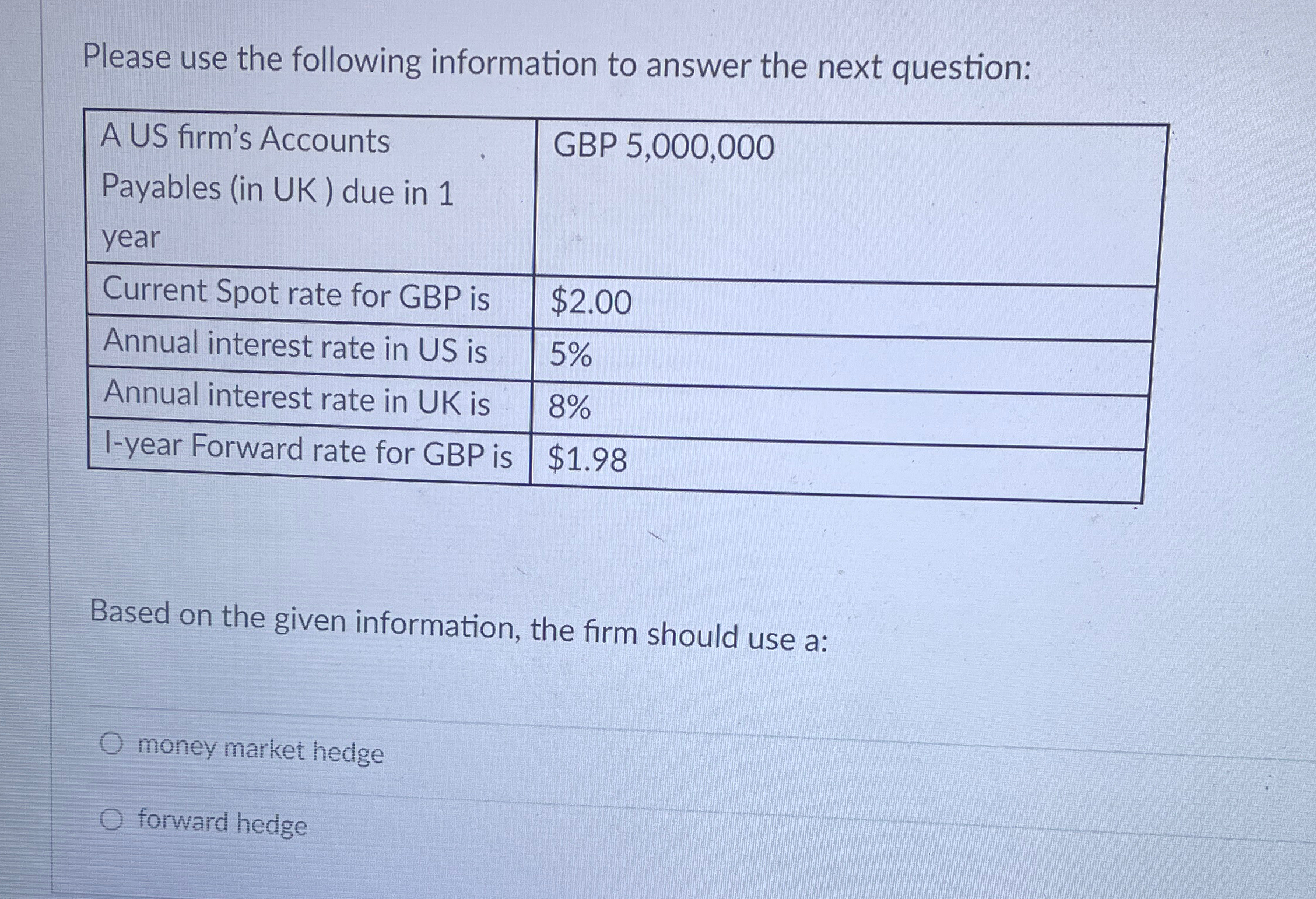 Please use the following information to answer the next question: A US