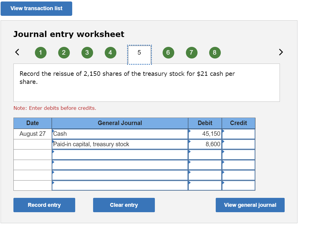 Cash Record entry Clear entry View general journal > View transaction list