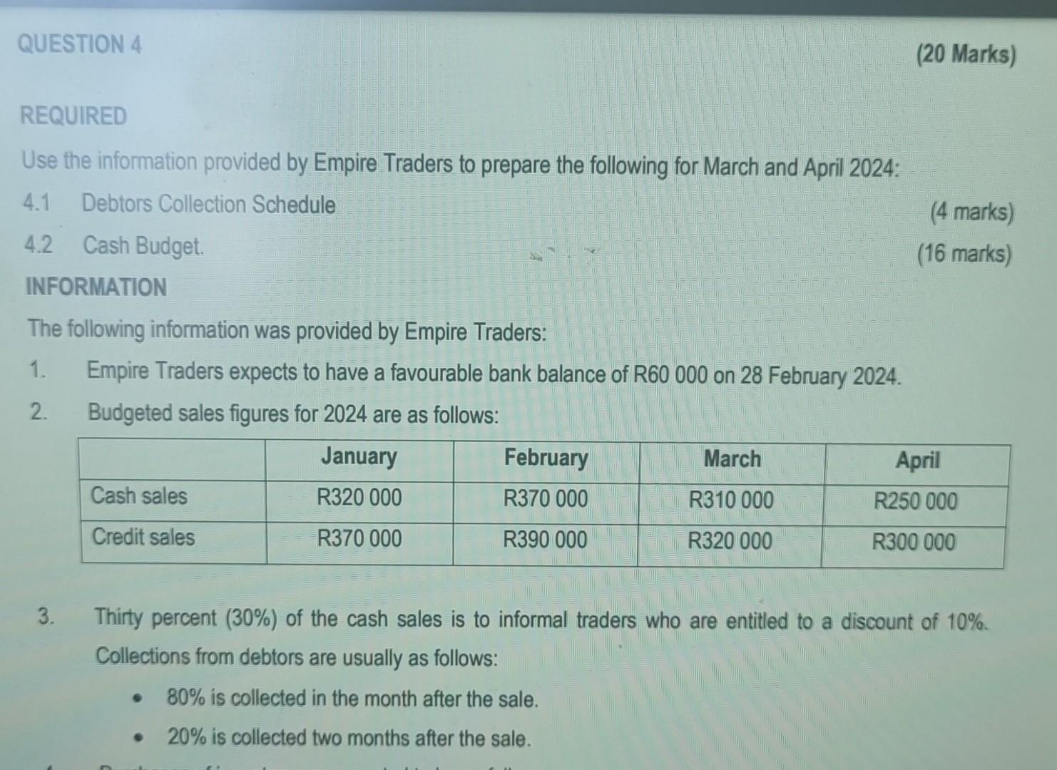 QUESTION 4 REQUIRED Use the information provided by Empire Traders to prepare