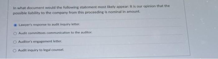 In what document would the following statement most likely appear: It is