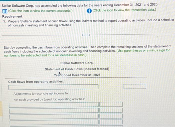 Stellar Software Corp. has assembled the following data for the years ending
