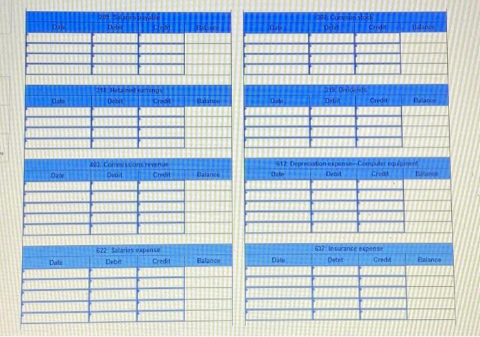 Debit Credit Balance Date 124 Office supplies Debit Credit Balance Date 125