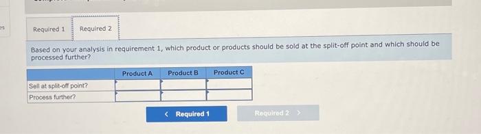 joint processing operation Joint processing costs up to the split-off point total