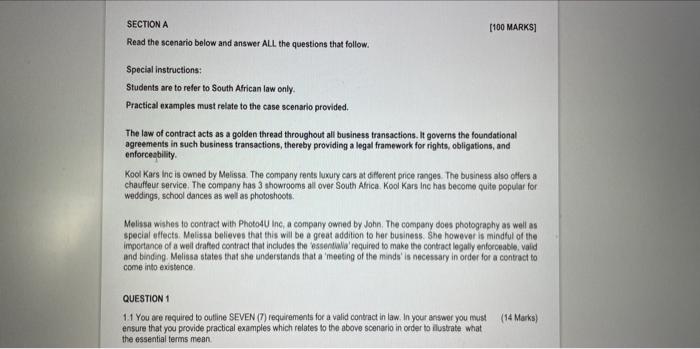 SECTION A Read the scenario below and answer ALL the questions that