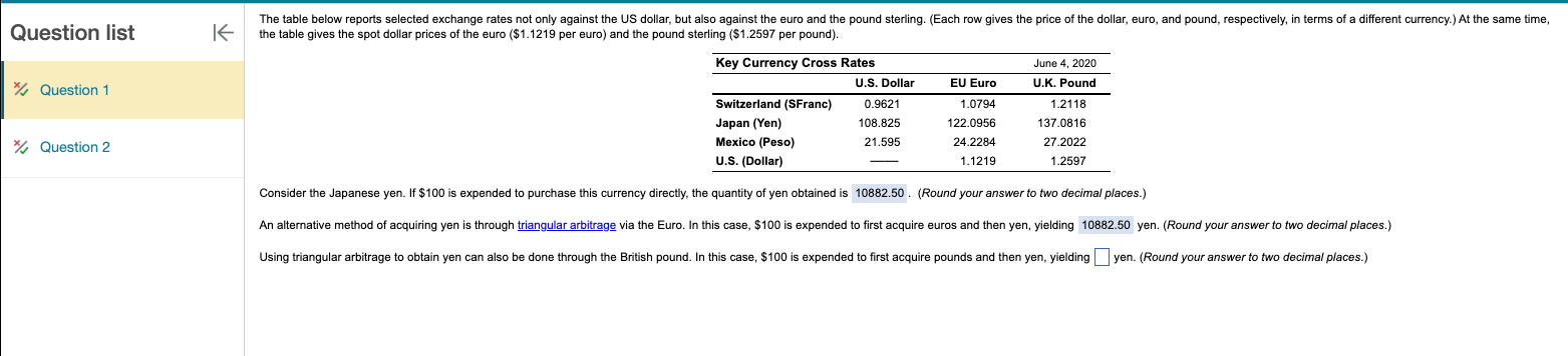 Question list * Question 1 * Question 2 The table below reports