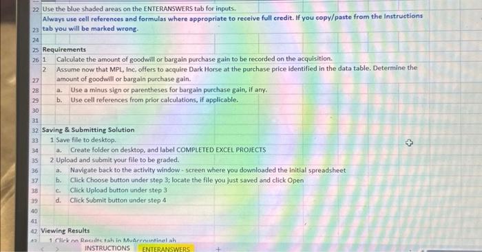 Bargain Purchase Computations 3 4 The trial balance for the Dark Horse