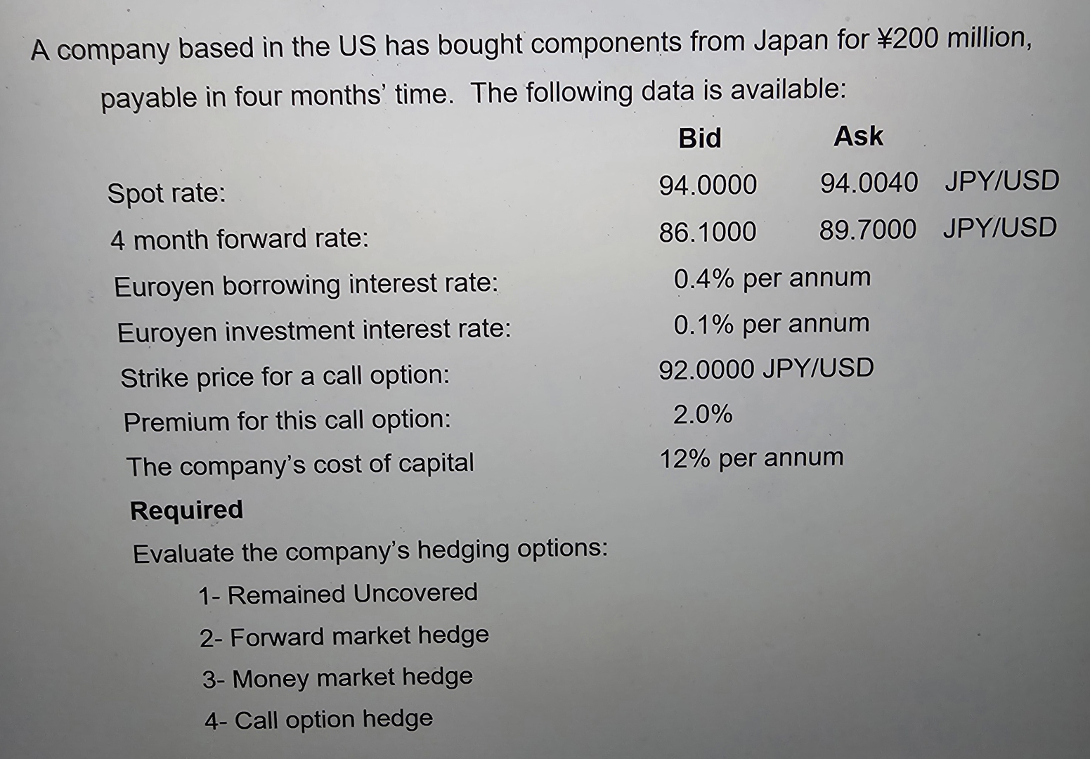 A company based in the US has bought components from Japan for