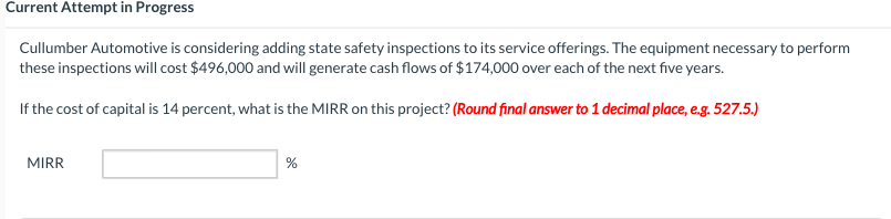 Current Attempt in Progress Cullumber Automotive is considering adding state safety inspections