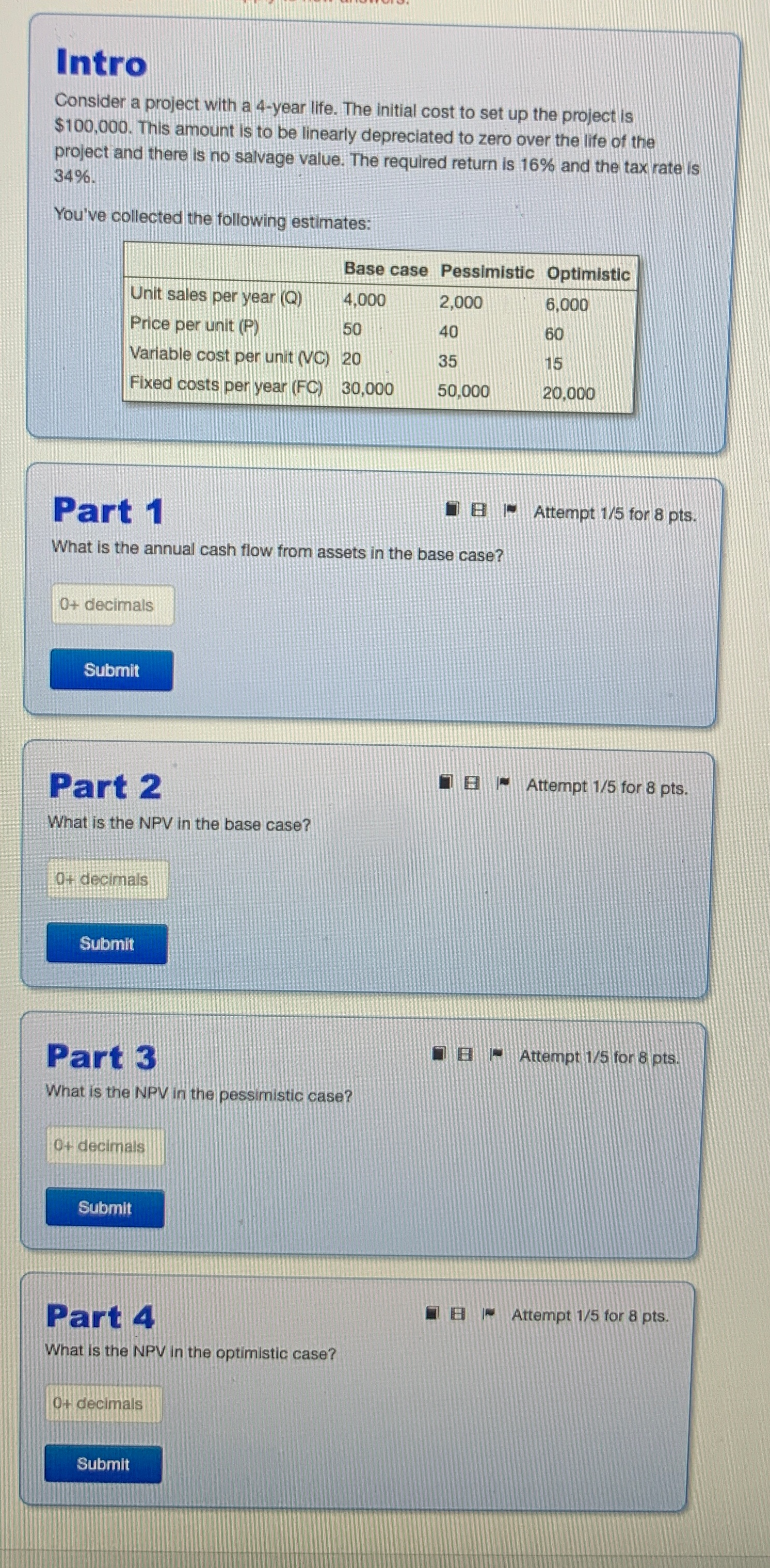 Intro Consider a project with a 4-year life. The initial cost to