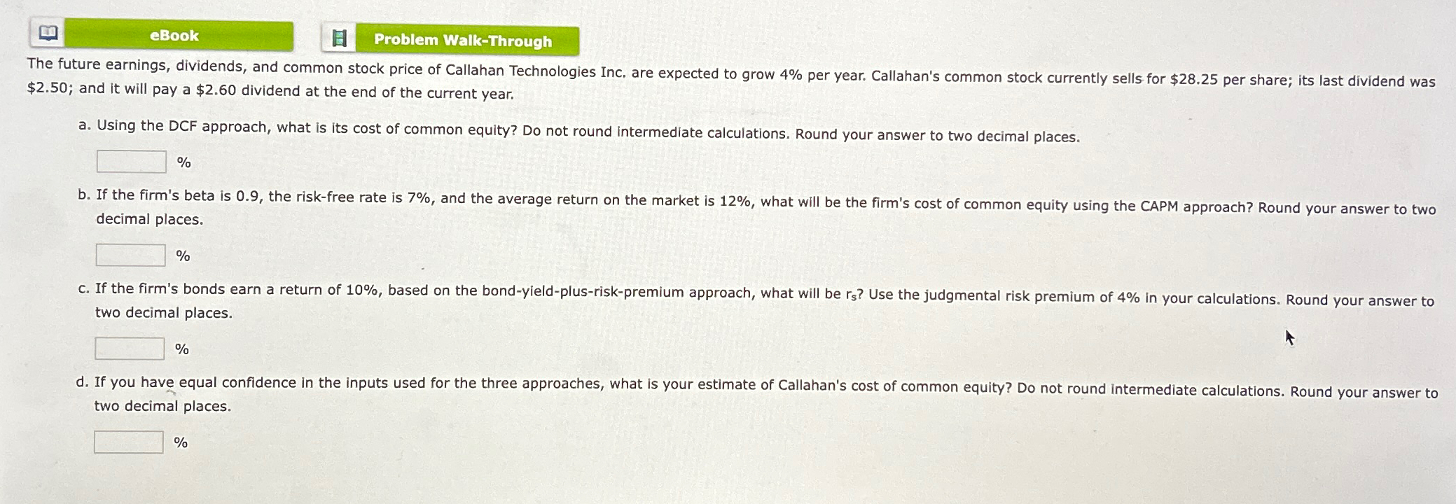 eBook Problem Walk-Through The future earnings, dividends, and common stock price of