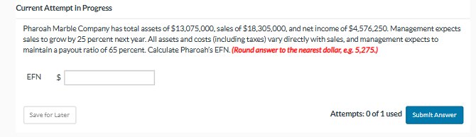 Current Attempt in Progress Pharoah Marble Company has total assets of $13,075,000,