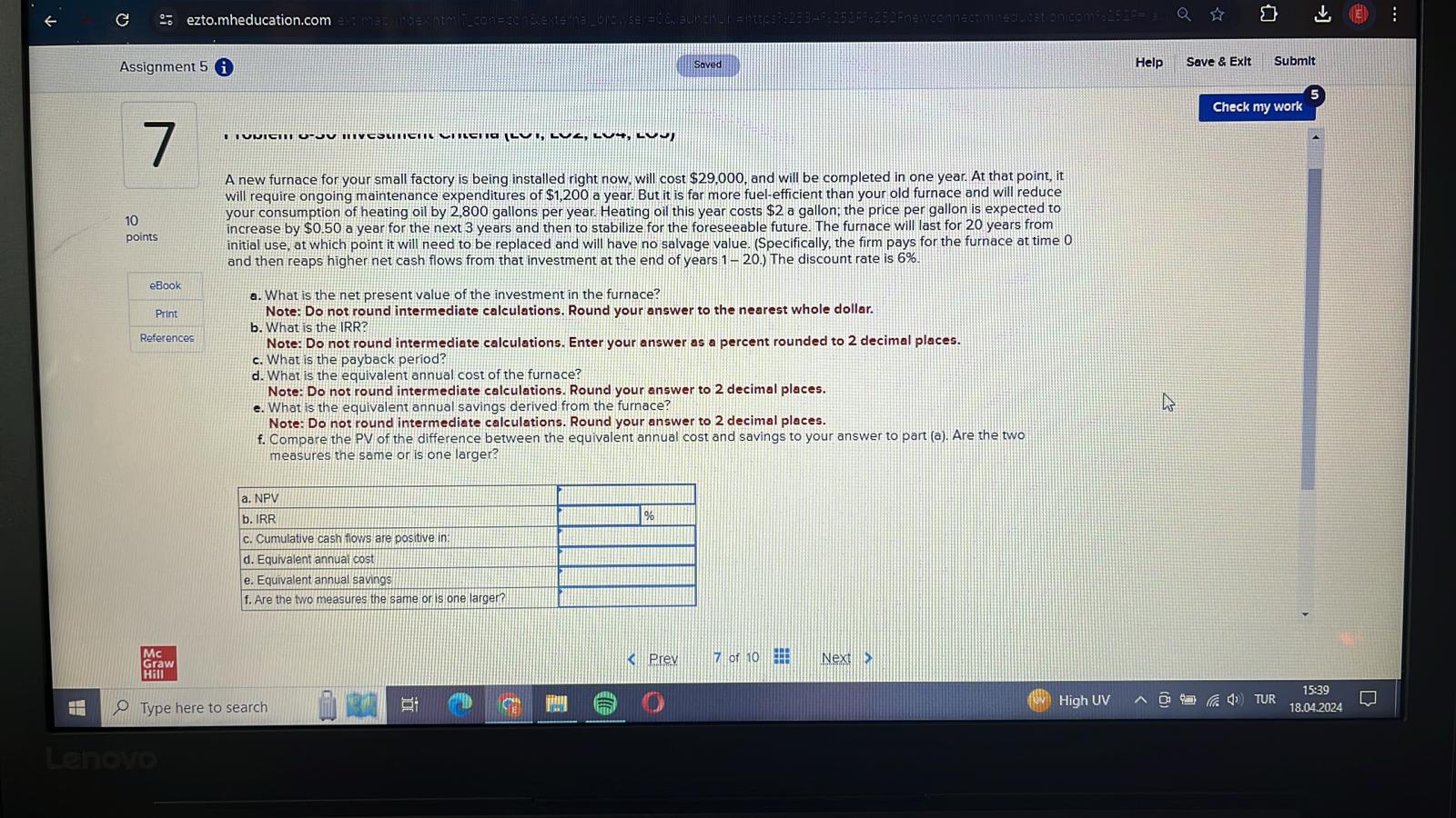 ezto.mheducation.com ex macandexintm_con=an&externa_bre, ser=06, aunchur=https:23 BAF-250F252Fnewconnectioneducatio Assignment 5 i Saved 7 10