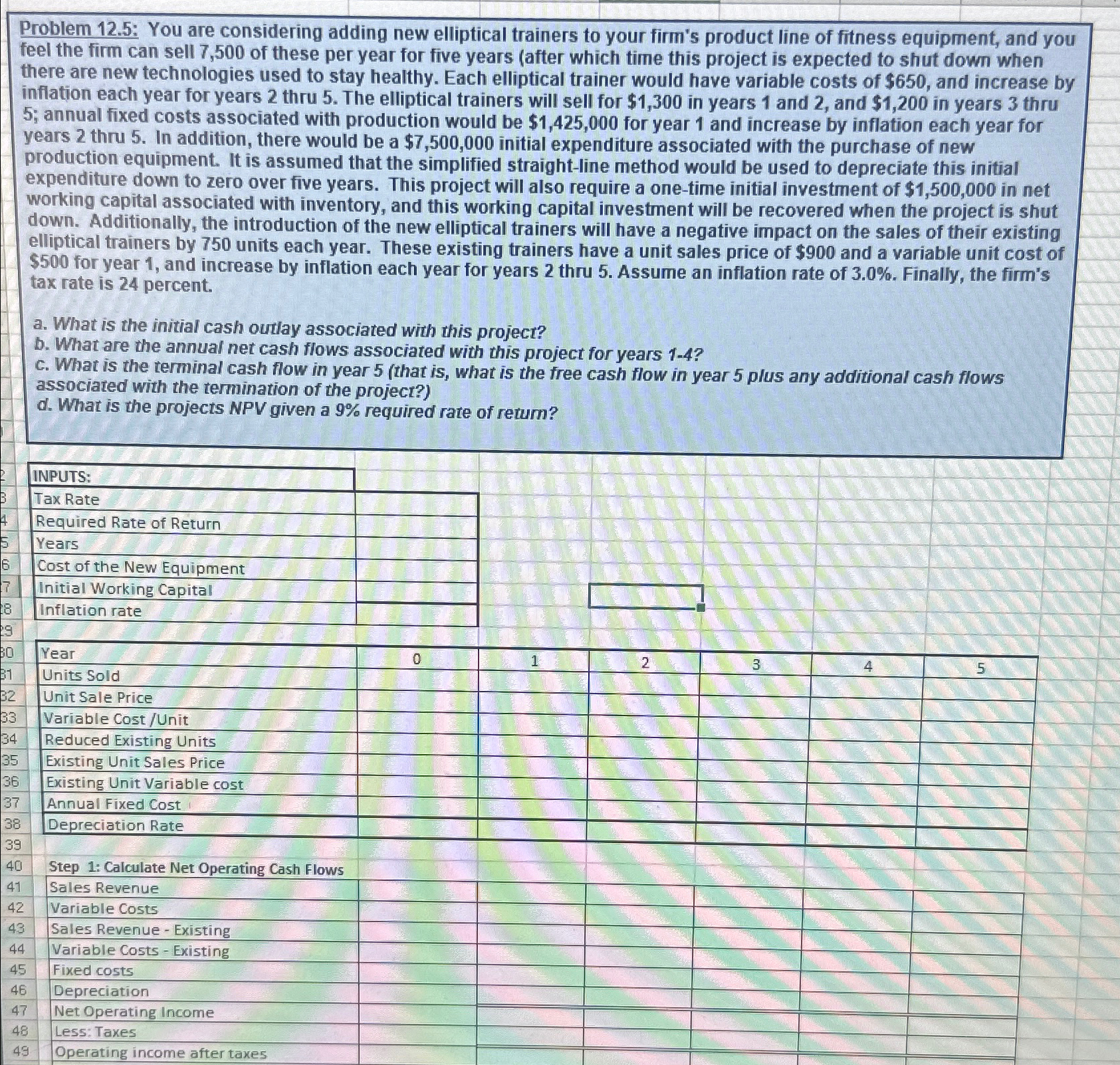 Problem 12.5: You are considering adding new elliptical trainers to your firm's