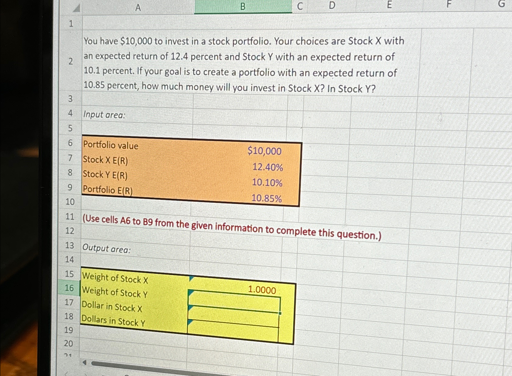 A B C D E F 1 2 3 You have $10,000