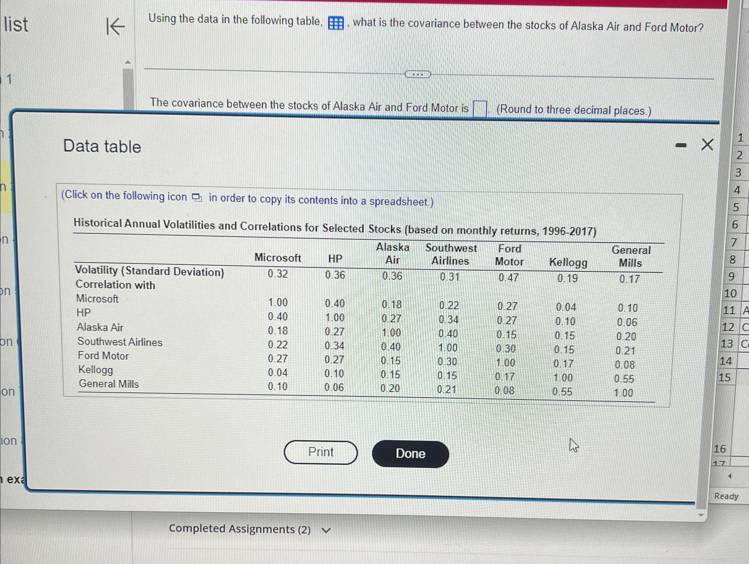 list K 1 Using the data in the following table, what is