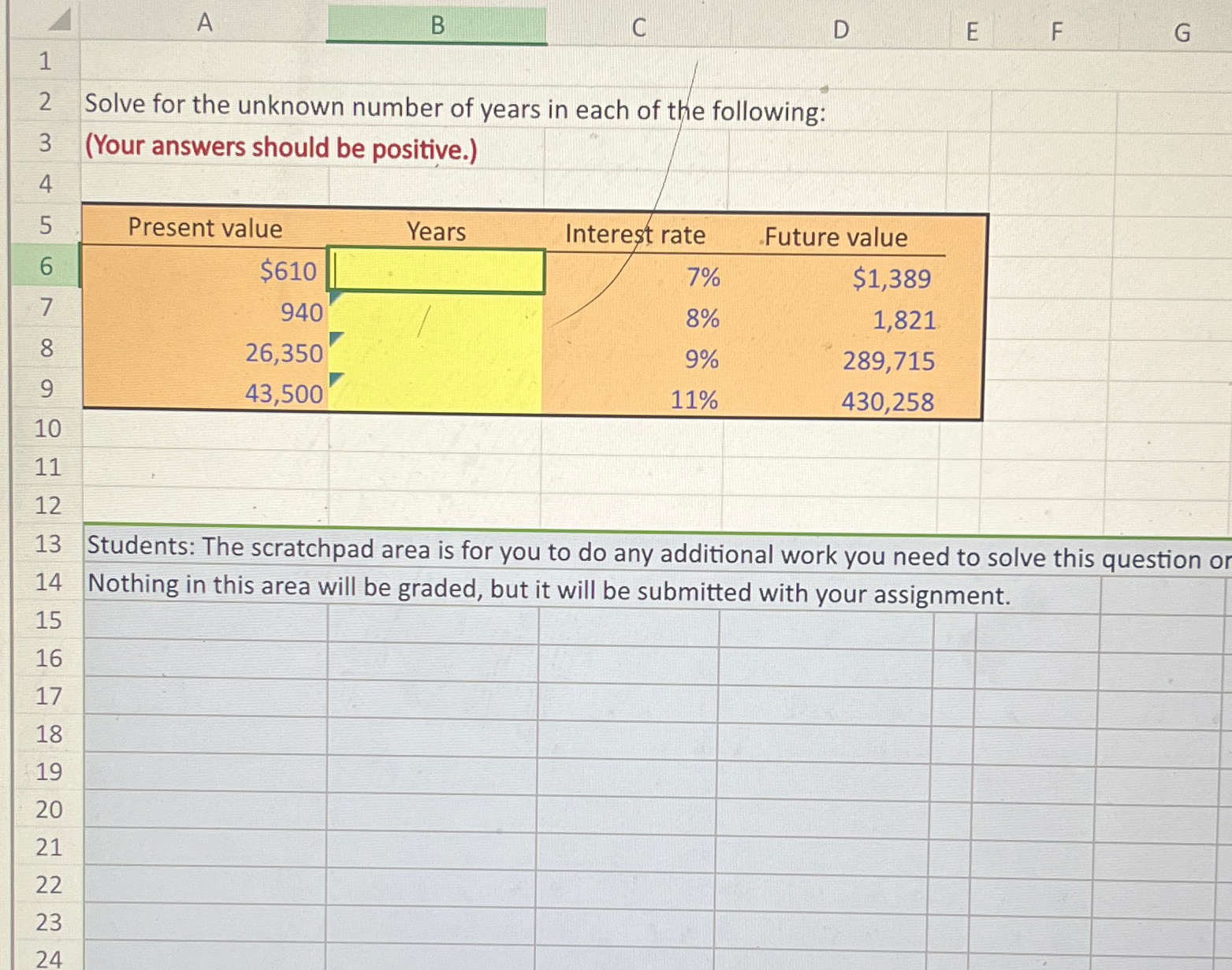 A B C D E F G 1 2 Solve for the