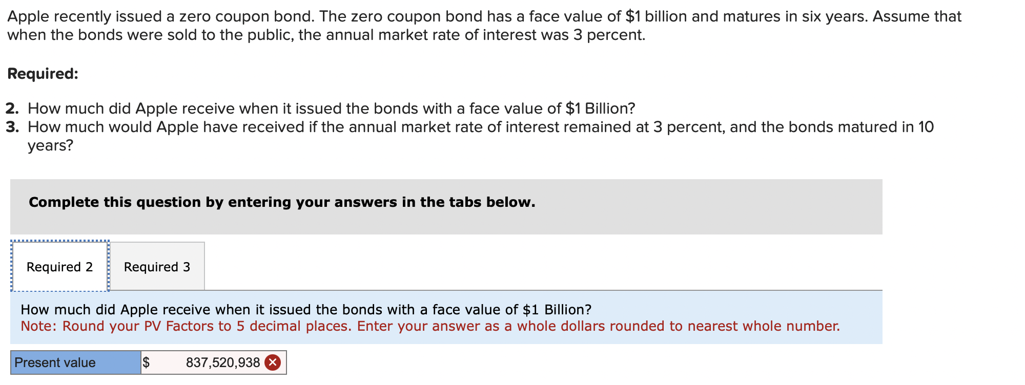 Apple recently issued a zero coupon bond. The zero coupon bond has