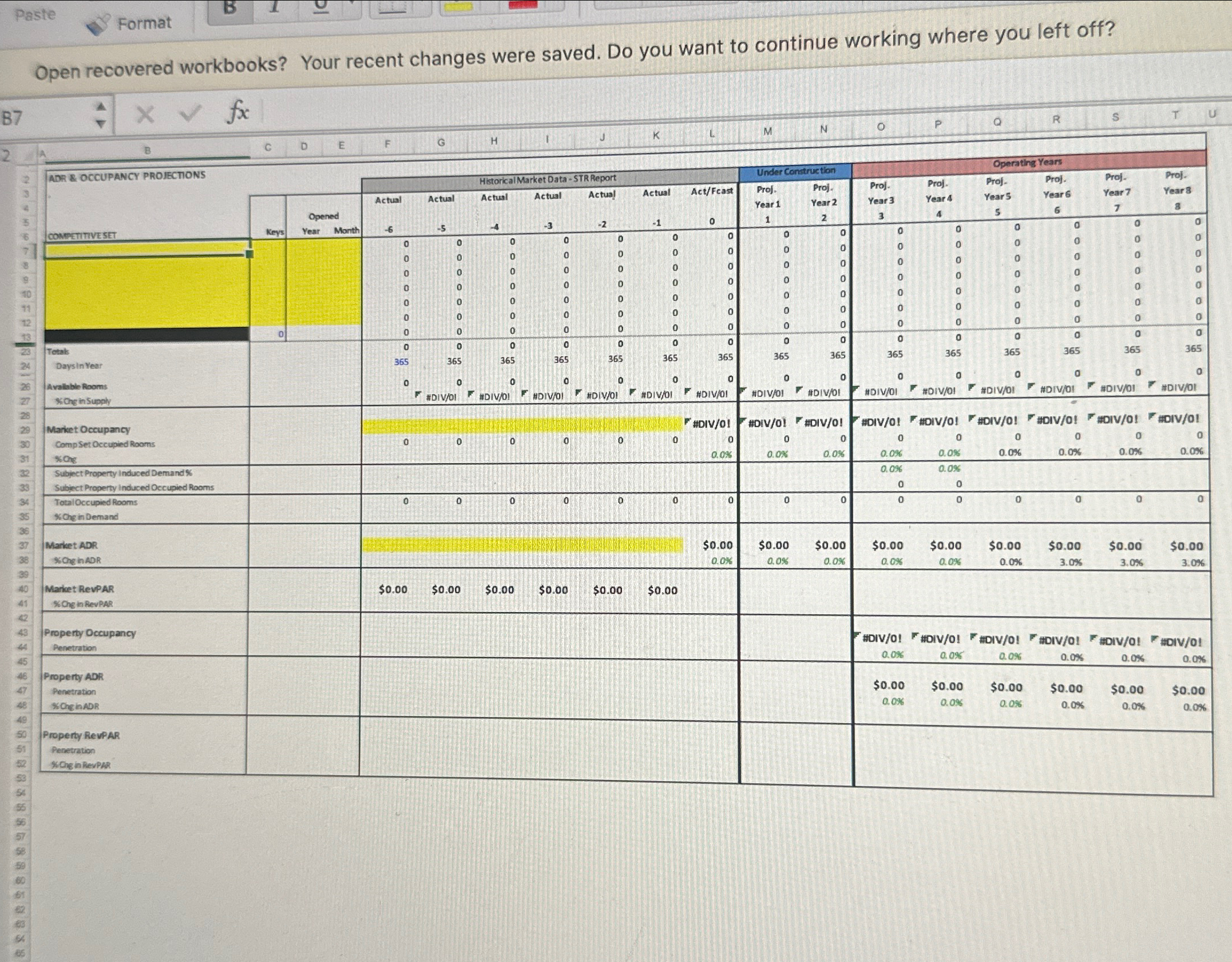 Paste Format 87 N Open recovered workbooks? Your recent changes were saved.