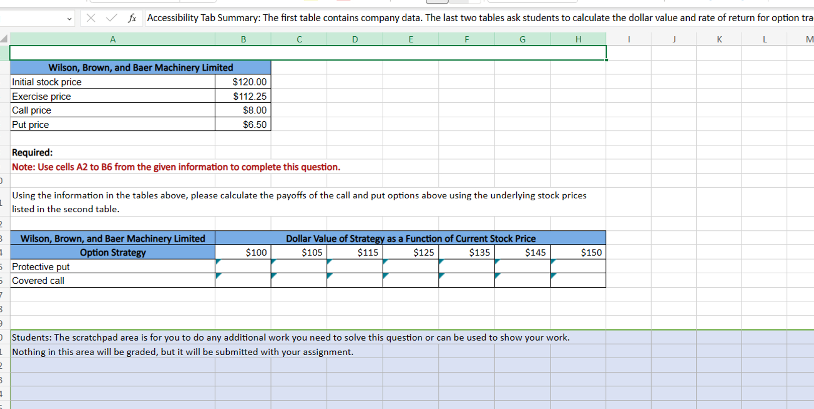 Xfx Accessibility Tab Summary: The first table contains company data. The last