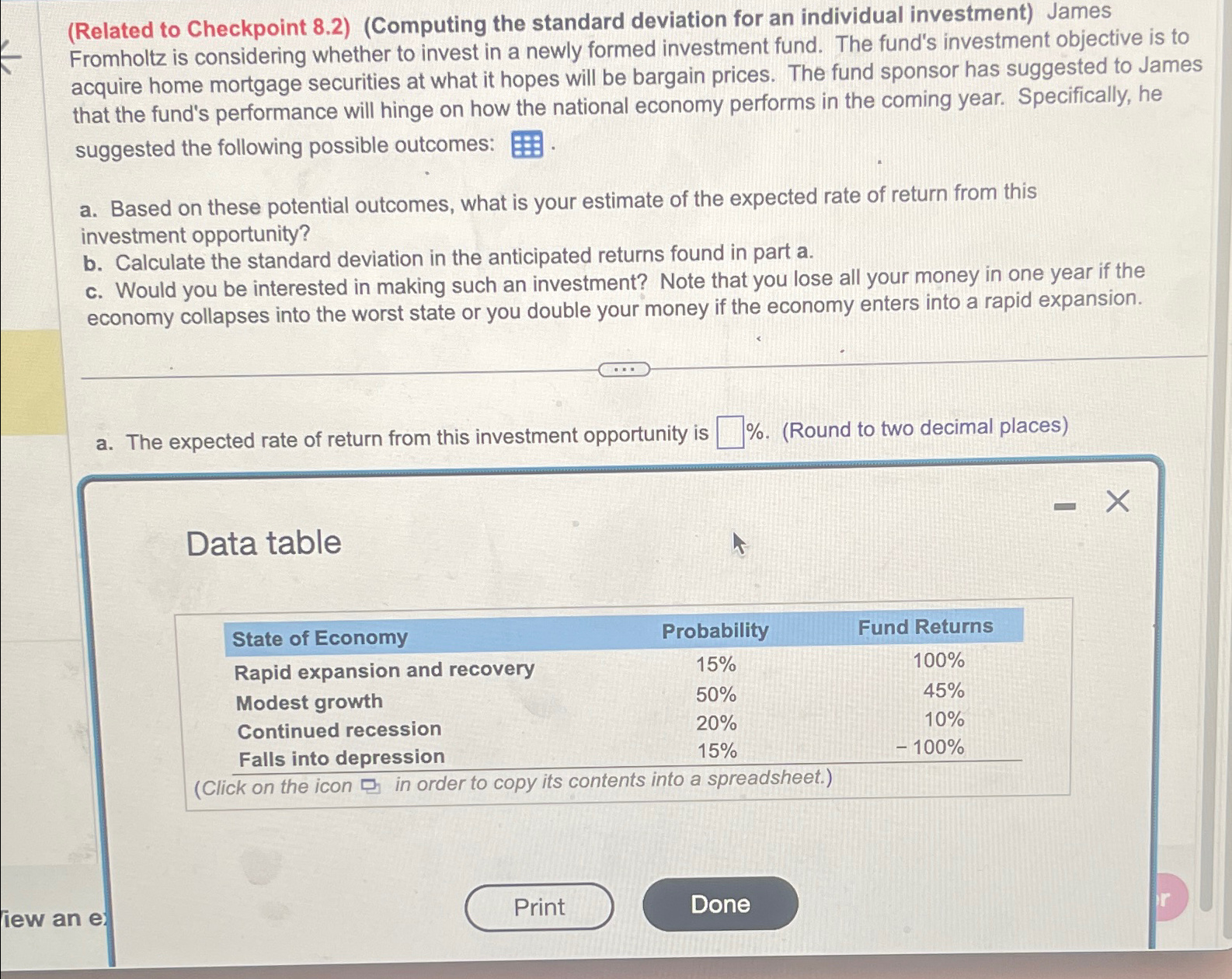 (Related to Checkpoint 8.2) (Computing the standard deviation for an individual investment)