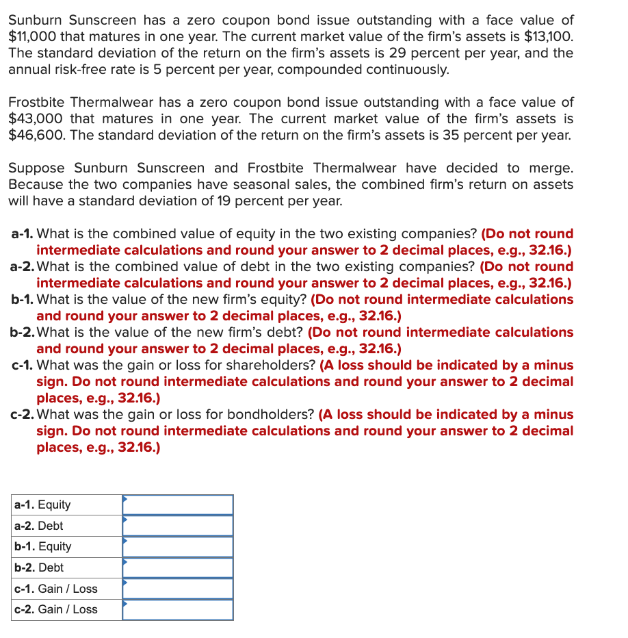 Sunburn Sunscreen has a zero coupon bond issue outstanding with a face