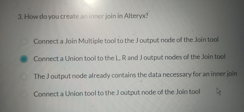 3. How do you create an inner join in Alteryx? Connect a