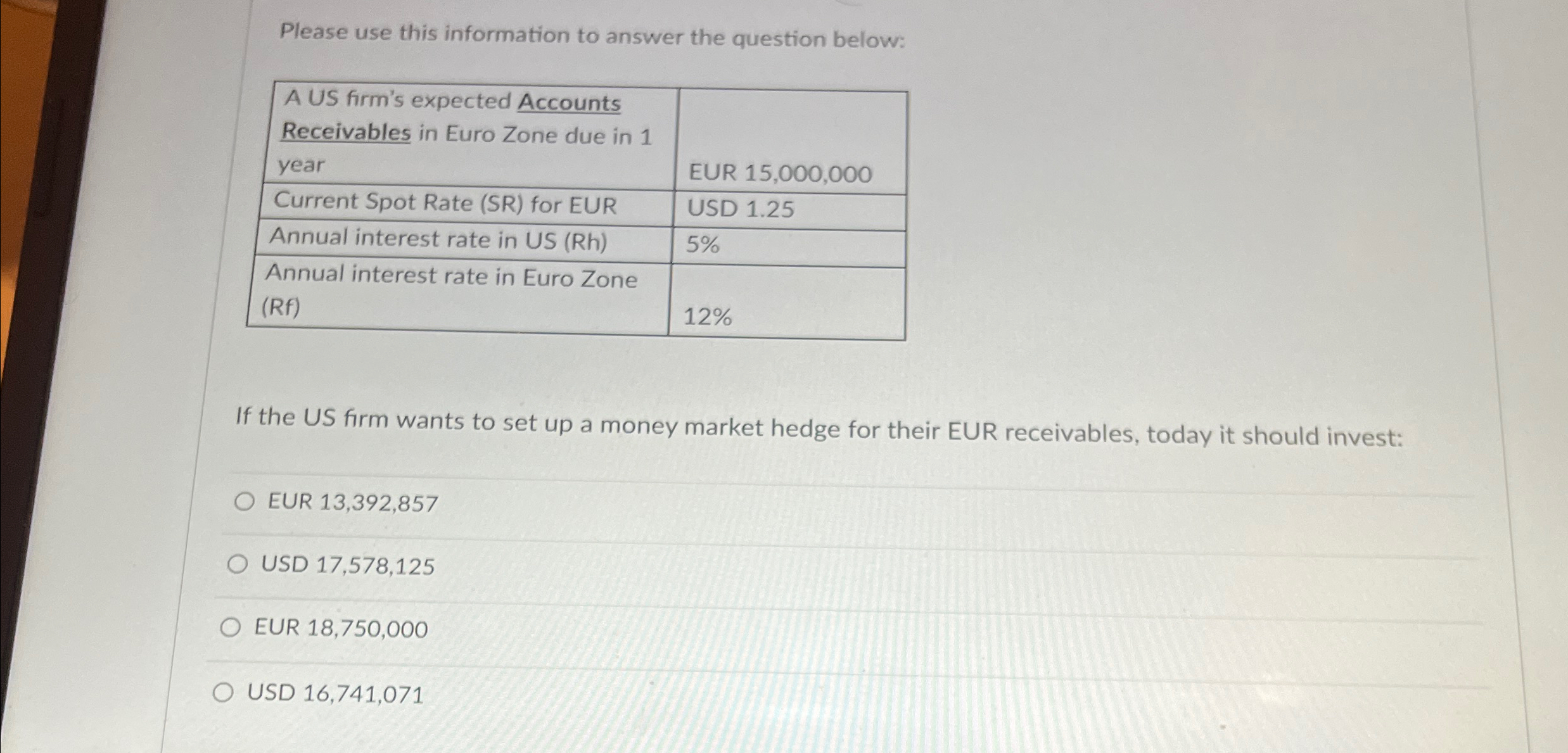 Please use this information to answer the question below: A US firm's