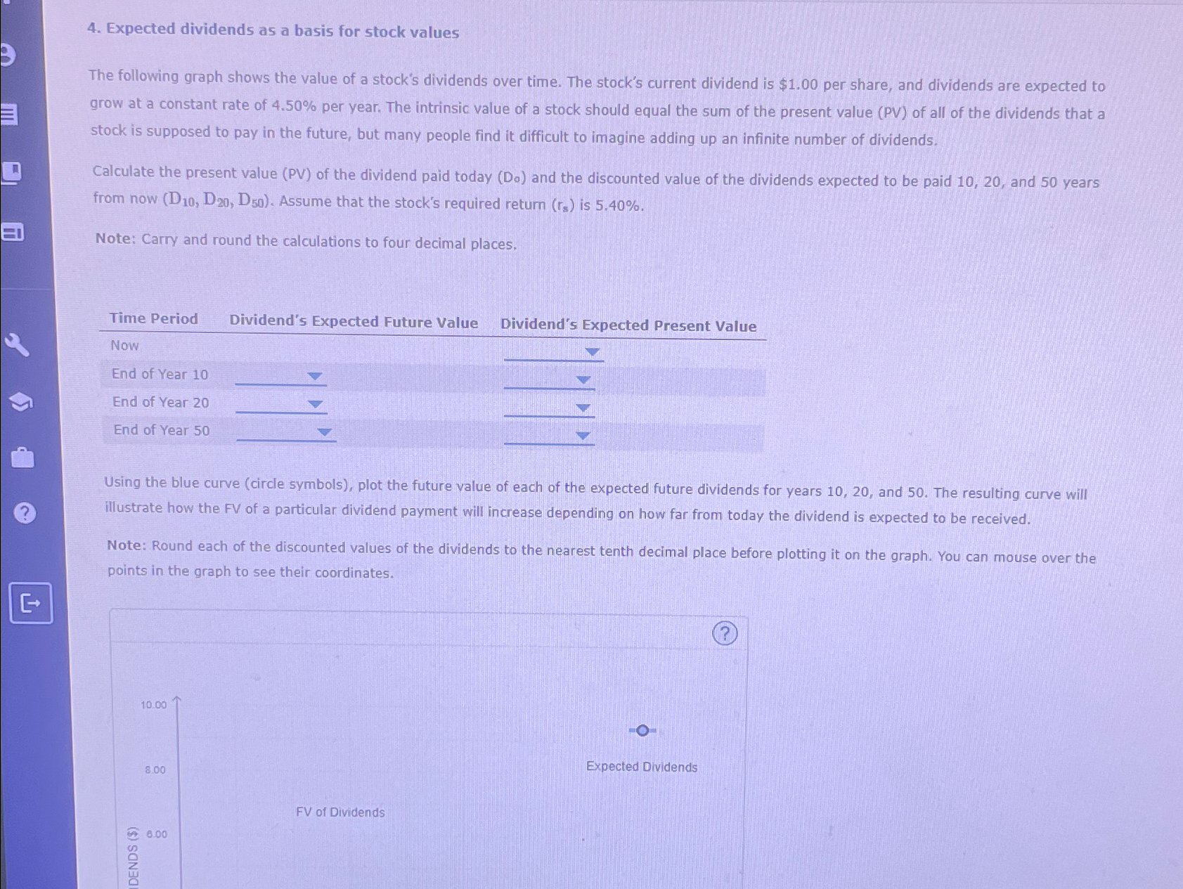 J 4. Expected dividends as a basis for stock values The following