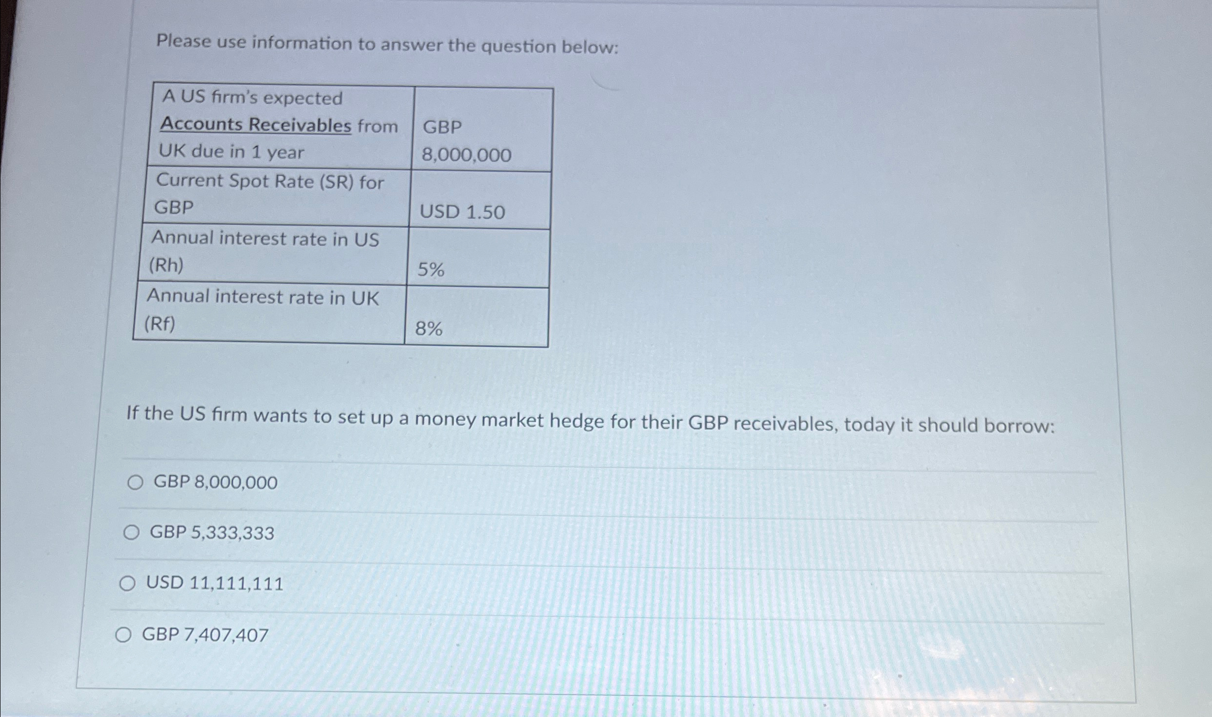 Accounts Receivables from Please use information to answer the question below: A