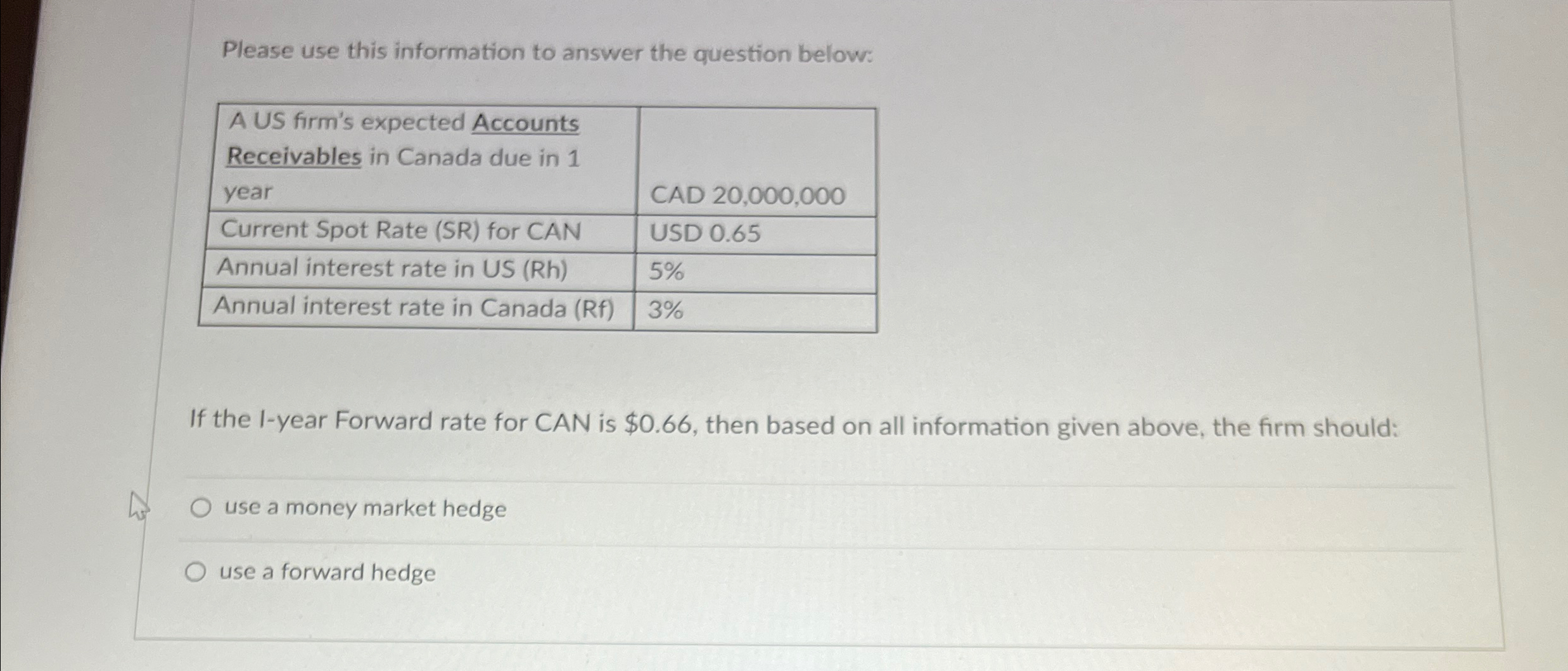Please use this information to answer the question below: A US firm's