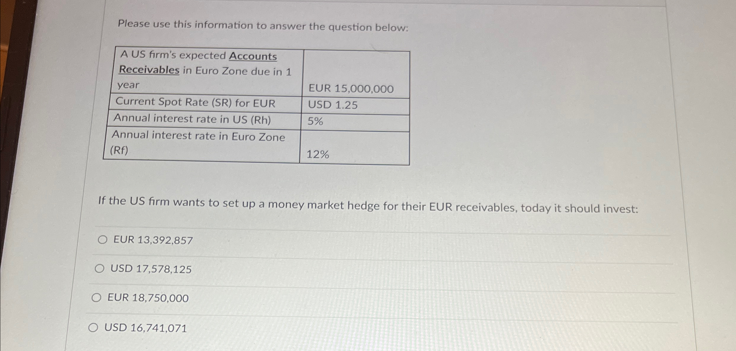 Please use this information to answer the question below: A US firm's