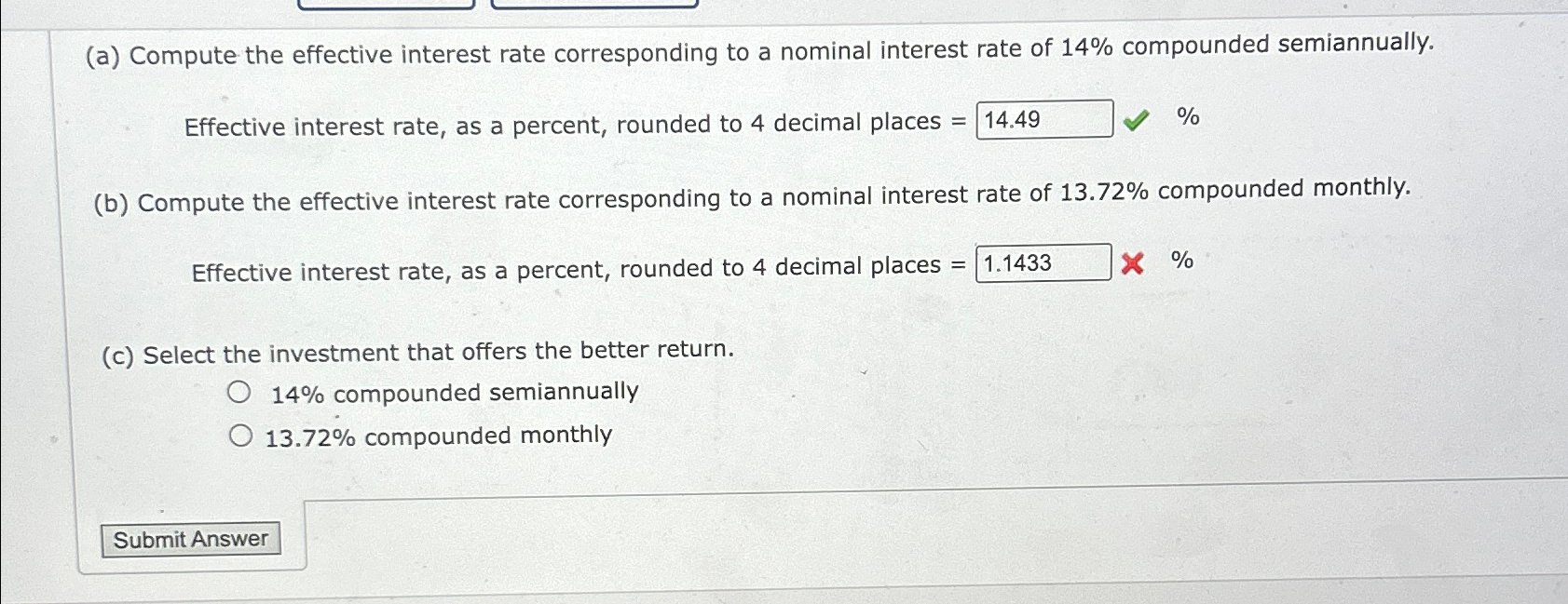(a) Compute the effective interest rate corresponding to a nominal interest rate
