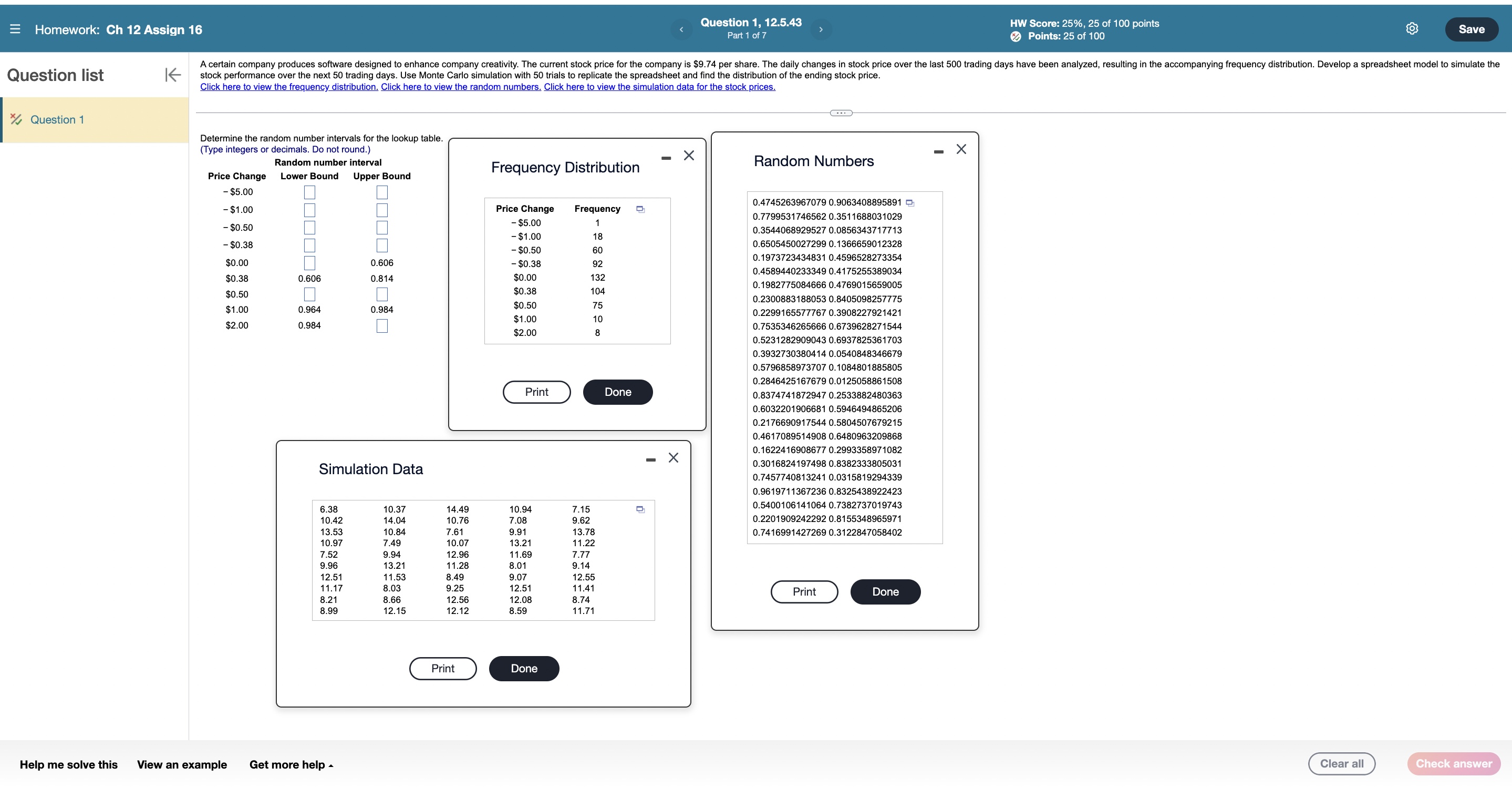 = Homework: Ch 12 Assign 16 Question list K * Question 1