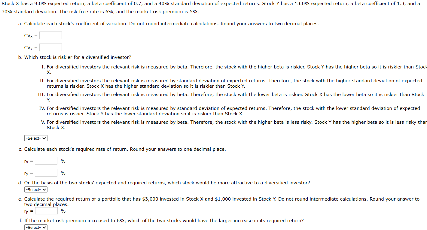 Stock X has a 9.0% expected return, a beta coefficient of 0.7,