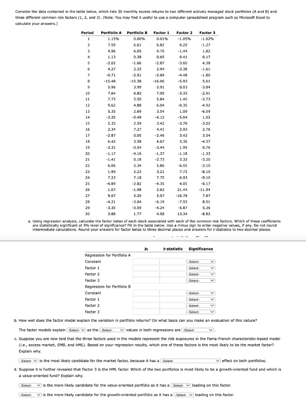 Consider the data contained in the table below, which lists 30 monthly