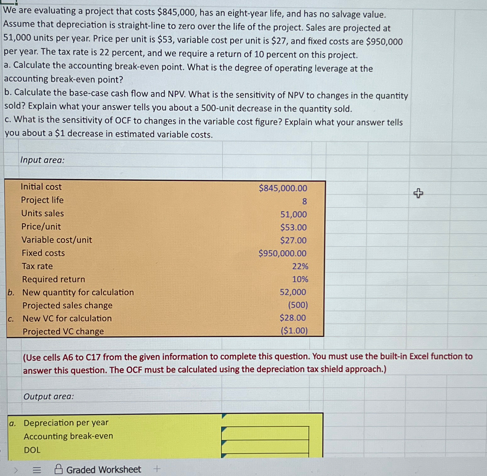 We are evaluating a project that costs $845,000, has an eight-year life,