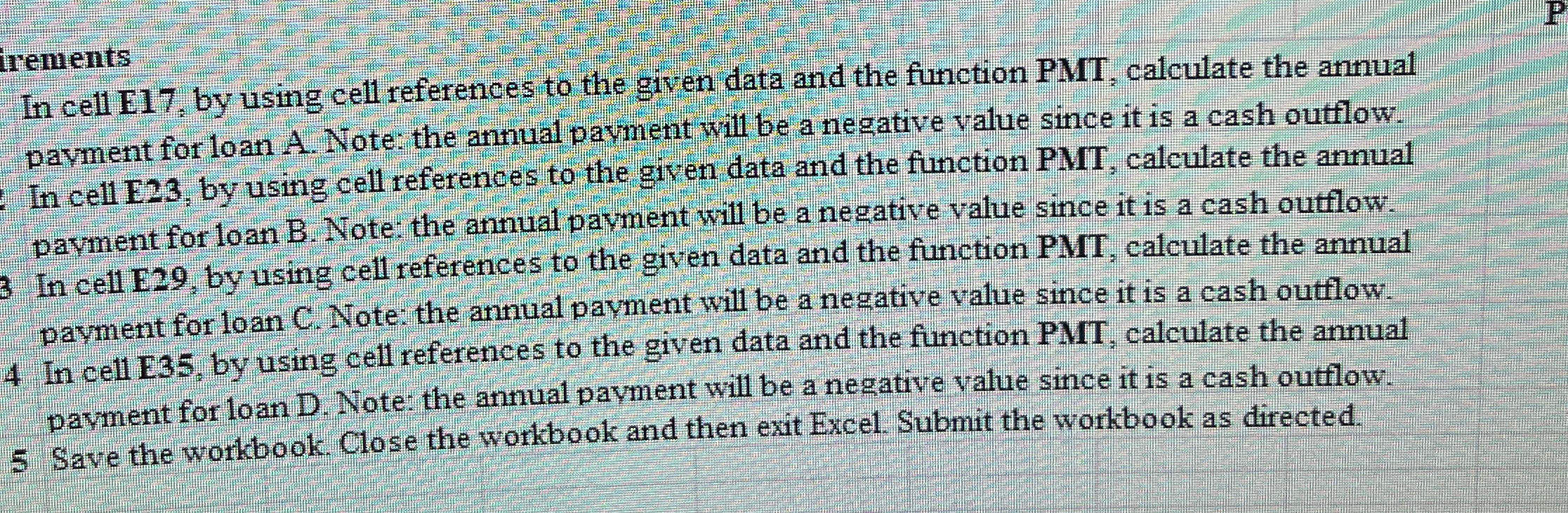 irements In cell E17, by using cell references to the given data