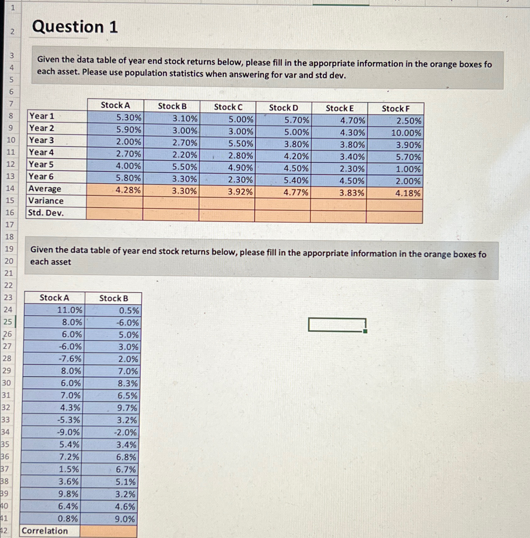 1 2 Question 1 3 4 Given the data table of year